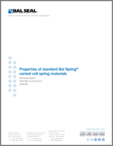Properties of standard Bal Spring® canted coil spring materials
